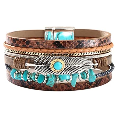 KunBead Women's Multi-layered Leather Bracelet Cover