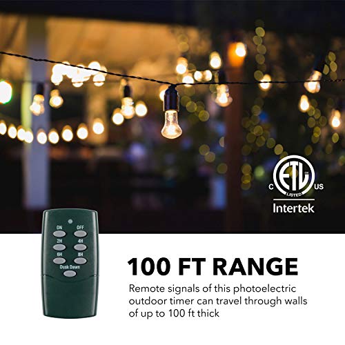 Bn-Link Outdoor Power Strip Yard Stake Timer(W Remote Control) With Photocell Dusk Till Dawn, Or On At Dusk & 2, 4, 6, 8 Hour Countdown, 6 Grounded Outlets 6 Ft Cord Weatherproof 1875W/15A Etl Listed #TOP5