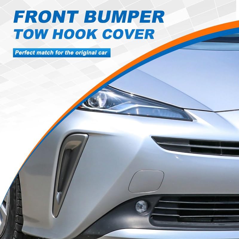 Car Front Bumper Tow Hook Cover Cap Towing Eye for Toyota Prius 2019 2020 2021 2022 Trailer Cover Cap 52128-47910 52127-47911(Silver, Right Passenger Side)