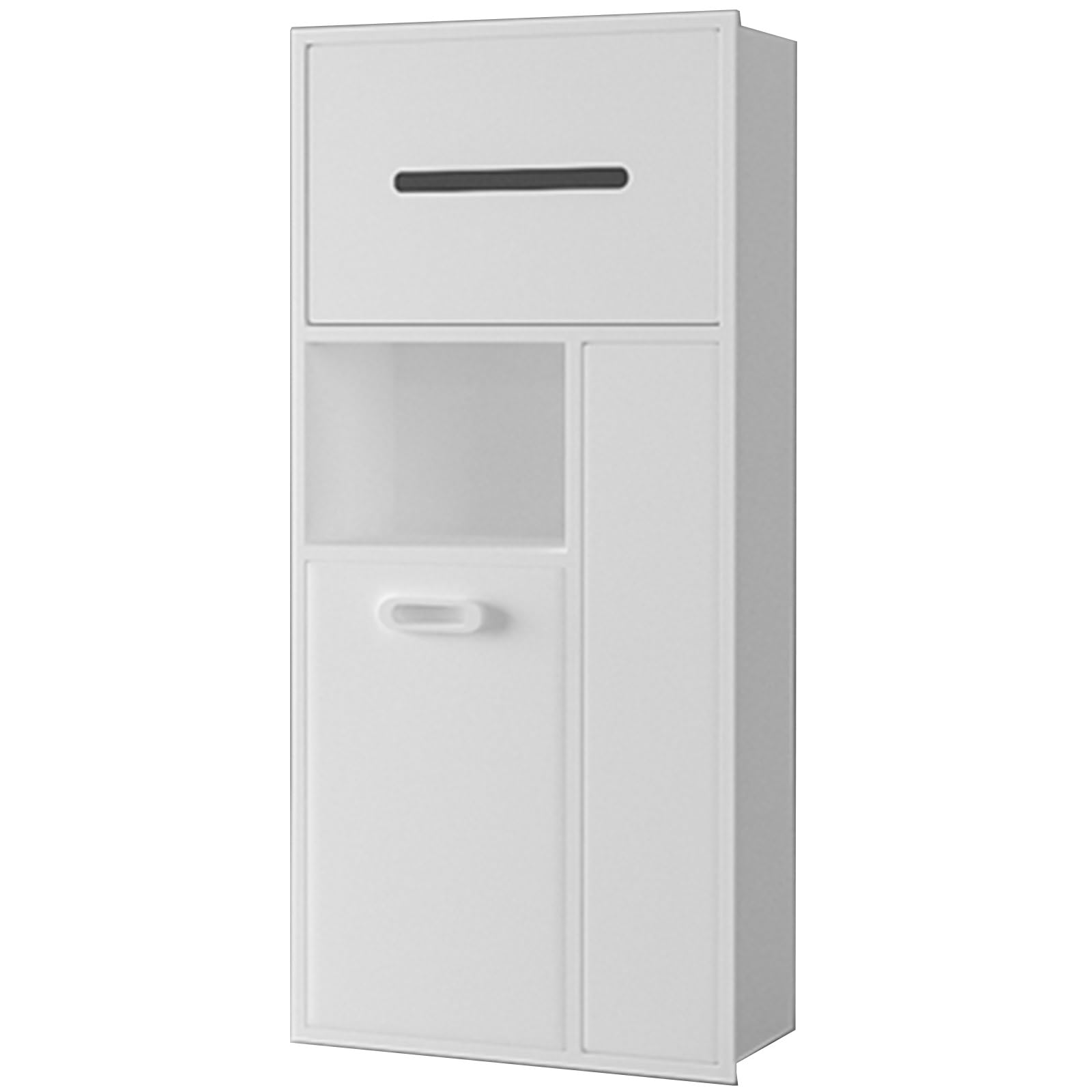 Stainless Steel Bathroomwallmounted Toilet Paper Holder & Trash Can Brush Builtin Storage For Bedroom Office Kitchen Black30X78X14Cm/11.81X30.7X5.51 Inches,White-30x65x14cm/11.81x25.59x5.51in