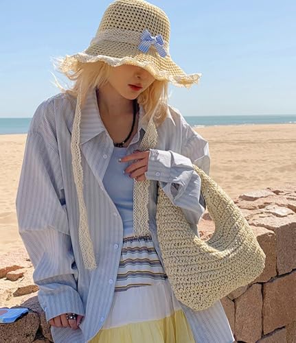 Crescent Straw Handbag for Women Straw Summer Beach Tote Handbag Vacation Shoulder Purses Raffia Woven Hobo Bag Clutch2