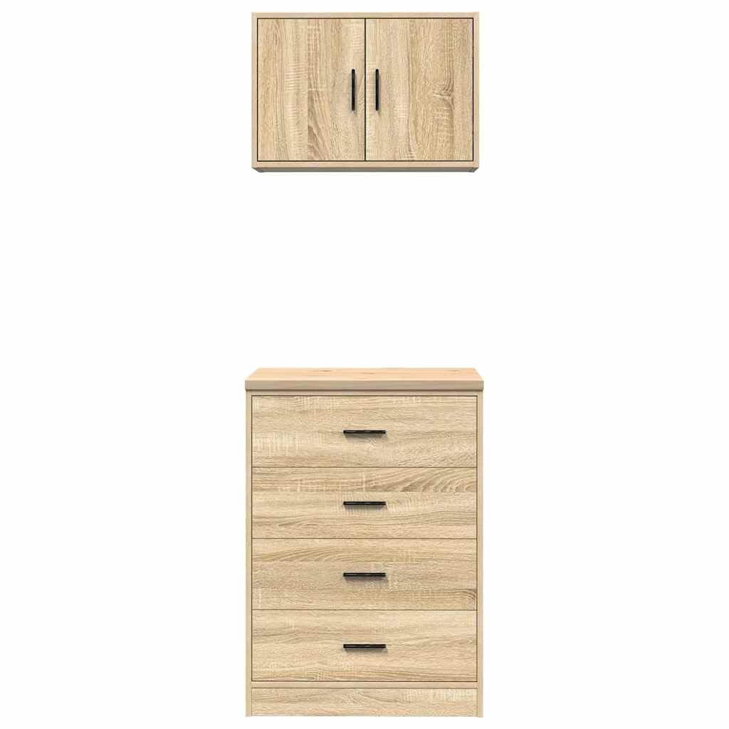 Armoires de Garage 2 pcs chêne Sonoma Bois d'ingénierie,Entreprise & Industrie,Stockage Industriel,Armoires industrielles,39.3 kg-3328334