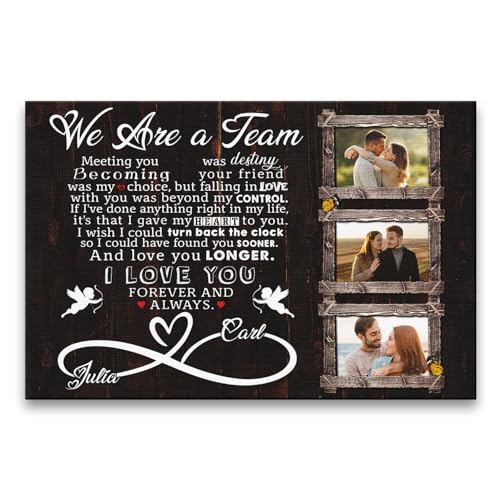 Demcanvas Custom “We Are a Team” Couple Canvas – Personalized Names & Photos – Romantic Anniversary, Wedding, Valentine’s Day Gift for Him or Her – Sentimental Love Quote Wall Art