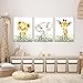 Baby Safari Nursery Wall Decor - Set of 3 Pictures Cute Animal Wall Prints on Canvas Jungle Nursery Safari Decor gifts for Baby Boys and Girls Room, Framed Wall Art (12 x16inch)
