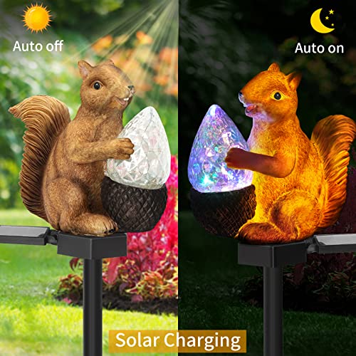 Garden Stake Solar Light Outdoor Decorative Cute Squirrel Solar Powered Figurine Light Waterproof Statue With Solar Led Light For Outside Decor Yard Lawn Garden Ornaments Gifts For Mom Women #TOP2
