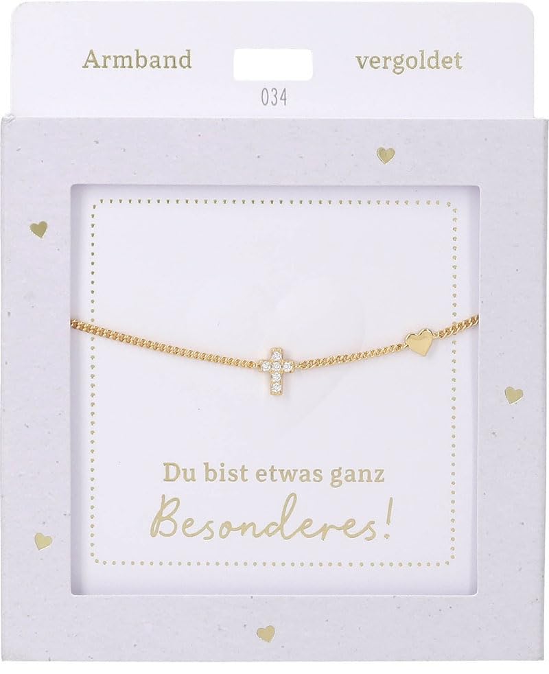 Pulsera de oro con cruz y brillantes de longitud variable Depesche 13896