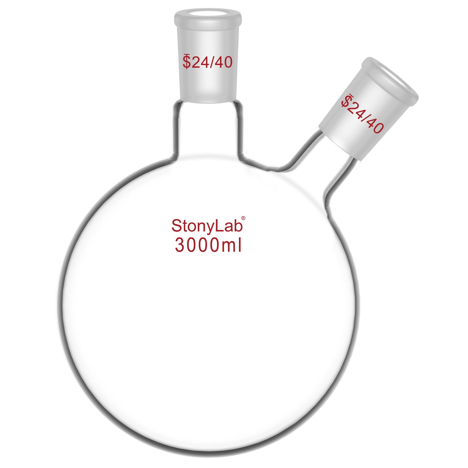 StonyLab Glass Heavy Wall 2 Neck Round Bottom Flask with 24/40 Center and Side Standard Outer Joint — Amazon image 10