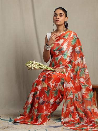 Image of Garden Vareli Floral Print Nara Chiffon Saree 73475