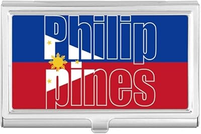 Philippines Country Flag Name Business Card Holder Case Pocket Box Wallet