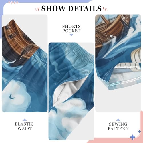 ZZXXB Funny Pirate Ship Boys Long Pants Soft Trousers Elastic Waist Kids Lounge Bottoms with Pockets S-XL4