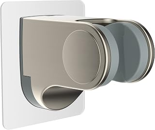 Hibbent Shower Head Holder, Strong Adhesive and Waterproof Handheld Shower Holder, Shower Head Bracket, Height Adjustable Shower Wand Holder, Wall Mount, No Drilling Brushed Nickel