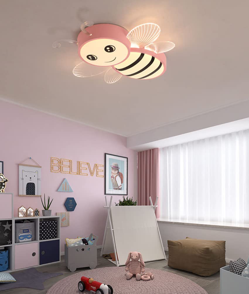 LED Deckenleuchte Dimmbar Kinderzimmer Decken Lampen, mit Fernbedienung 55W Kinderzimmerlampe Schlafzimmer Deko Decke Leuchte Jungen Mädchen Zimmer Deckenlampe Acryl-schirm Design (rosa)