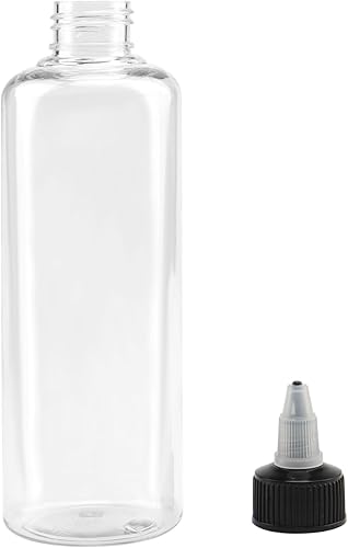 Miniatura 10 de 64 botellas de plástico de 4 onzas, botellas dispensadoras redondas con tapa superior giratoria para manualidades, cocina, hogar, transparente