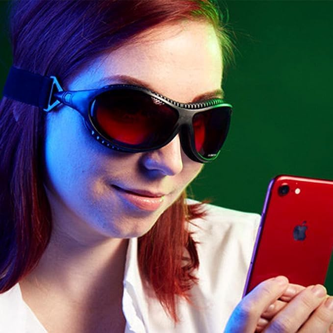 Sleep Savior Deluxe Ultra with Head Strap - Red Night Glasses - Red Light Glasses for Better Sleep