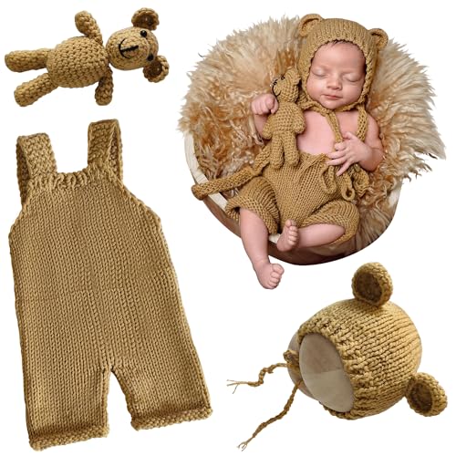 Newborn Photography Props Knit Bear Outfit Baby Photo Shoot Accessories