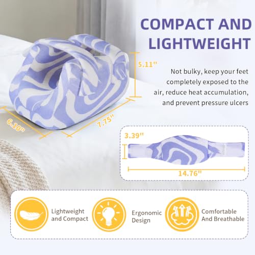 Image of 3D Heel Protector With Strap to Elevation Foot for Pressure Sores | Ankle Pillow Cushions for Bed Sores and Heel Pain Relief,Suitable for Elderly or Bedridden (Blue Stripe Pattern,1PC)