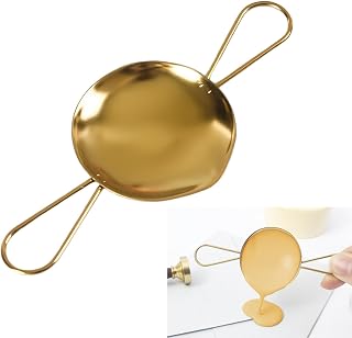 1 PCS Wax Sealing Spoon Stainless Steel Melting Seal Warmer Scoop with Two Handles for Sealing Invitation Envelope