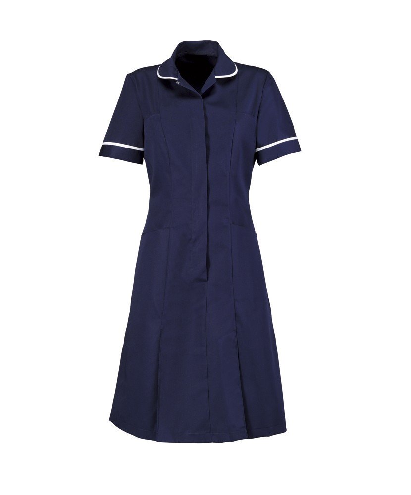 InstexWomens Healthcare Dress, Navy with White Trim, INS39 (14, Navy Blue)