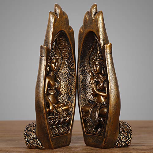 NBHUZEHUA Buddha Sitting in Hand Statue Resin Lao Thai Buddhist Figurines Home Decor