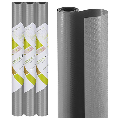 amorus 3 Rolls Plastic Shelf Liners for Kitchen Cabinet Drawer, Non Adhesive Refrigerator