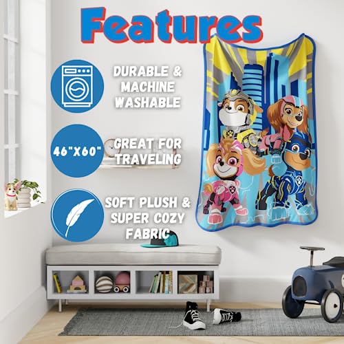 Franco Paw Patrol Movie 2 Kids Bedding Super Soft Silk Touch Throw, 40 In X 50 In, (Official Licensed Product) #TOP4