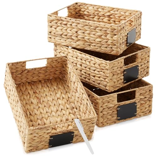 Casafield Set of 4 Water Hyacinth Pantry Baskets, 10
