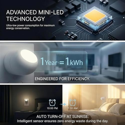 Image of Mini LED Night Light Plug-in Smart Sensor Directional Lamp with 360 Rotating Head Auto Dusk to Dawn Lighting Energy Saving Pet Friendly Wall Light