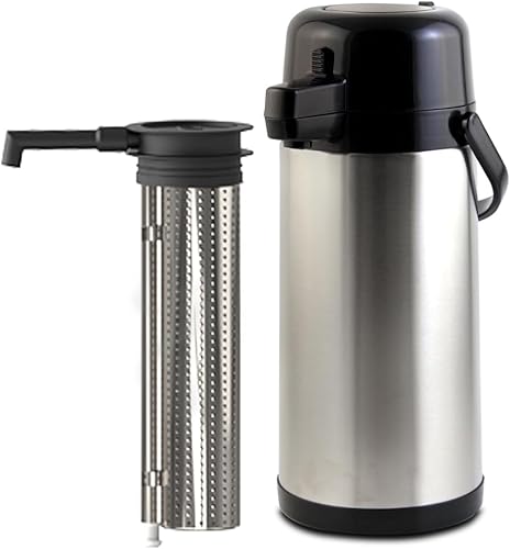 Airpot - Jarra de café con filtro de té, dispensador térmico grande de acero inoxidable aislado de 3 L (102 onzas), dispensador térmico de café