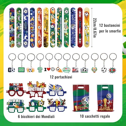Miniatura 2 de Zoompil Set De Recuerdos Para Fiestas De Fútbol, Artículos De Fiesta Fútbol Cumpleaños Niños, Tema Del Mundial 2026 Con Llavero, Brazalete, Bolsa De Regalo, Monturas De Gafas, 40 Piezas
