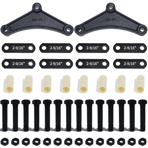 iBroPrat Trailer Shackle Kit Single Trailer Axle Shackle Kit for Double Eye Spring 3 500 lbs-7 200 lbs 2 Packs (2 EQ-E1 Equalizer 8 PCS 2-9/16 Long Shackle Straps 14Pcs Nuts and 14Pcs Bolts)