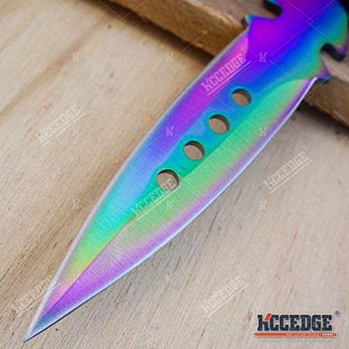 Tactical Knife Survival Knife Hunting Knife 7.5" Skull Throwing Knives Set Fixed Blade Knife Razor Sharp Edge Camping Accessories Survival Kit Tactical Gear 74427 (Rainbow) #TOP3