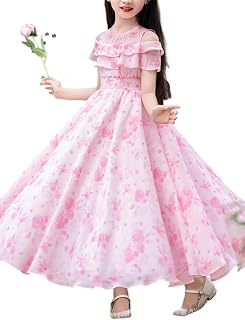SKYCARRY Elegant Pink Maxi Frock for Girls Stylish Georgette Dress for Kids 5 to 12 Years Ideal for Parties, Birthday Wea... Price In India