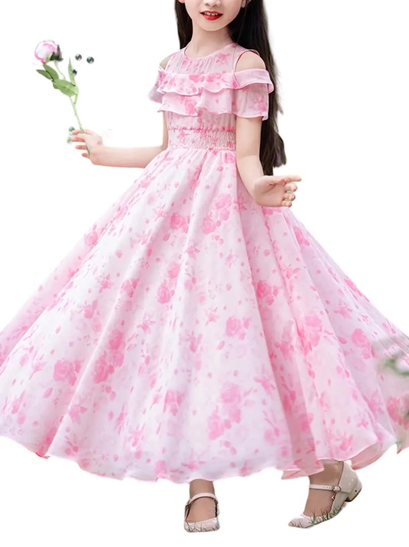 SKYCARRY Elegant Pink Maxi Frock for Girls Stylish Georgette Dress for Kids 5 to 12 Years Ideal for Parties, Birthday Wea... - Review, Price and Buying Guide