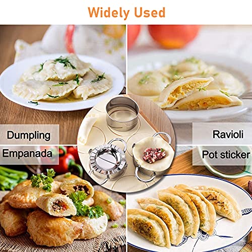 Stainless Steel Dumplings Maker Set Ravioli Maker Cutter Stamp Set With Wooden Handle Dumpling Cutter Tools Stuffing Spoon Dumpling Mold Set For Pasta, Lasagna, Pierogi (13Pcs) #TOP6