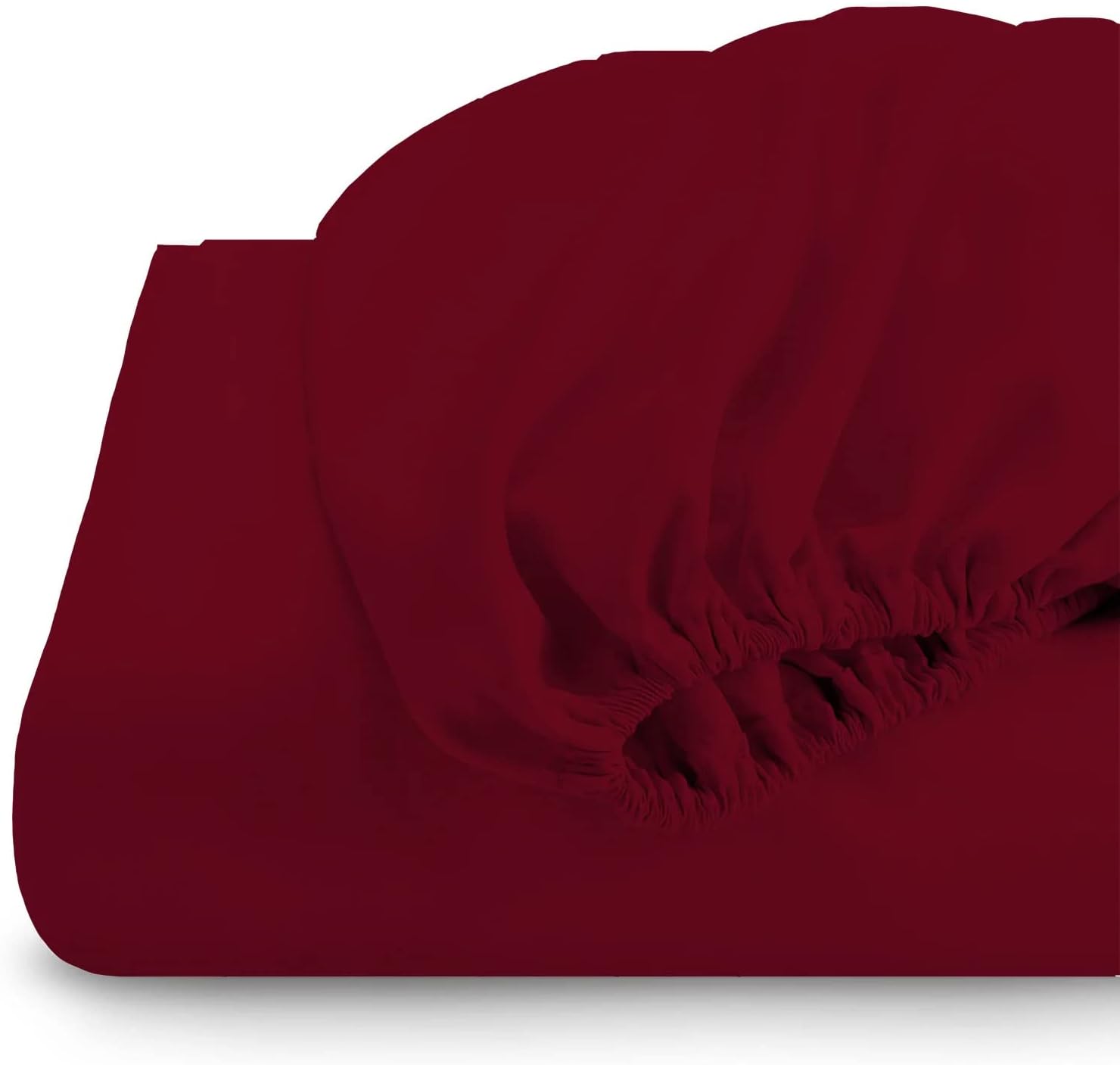 Fitted Sheet Full-XXL Size 1 PC Only with 22" Inch Deep Pocket Bottom Sheets for Home & Hotels, 600TC Ultra-Soft Mattress Covers, 100% Egyptian Cotton Bed Protectors - Burgundy Solid.