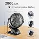 Gaeymy Mini Ventilator Akku mit Clip, USB-C Grow Ventilator Klein, Manuelle Drehung Tisch Ventilatoren Leise mit 3 Geschwindigkeiten, Tragbarer Aufladbar für Auto Camping Growzelt Kinderwagen