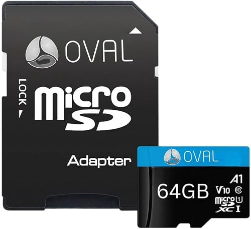 Oval Micro SD Memory Card with Adapter, 64 GB Storage Capacity