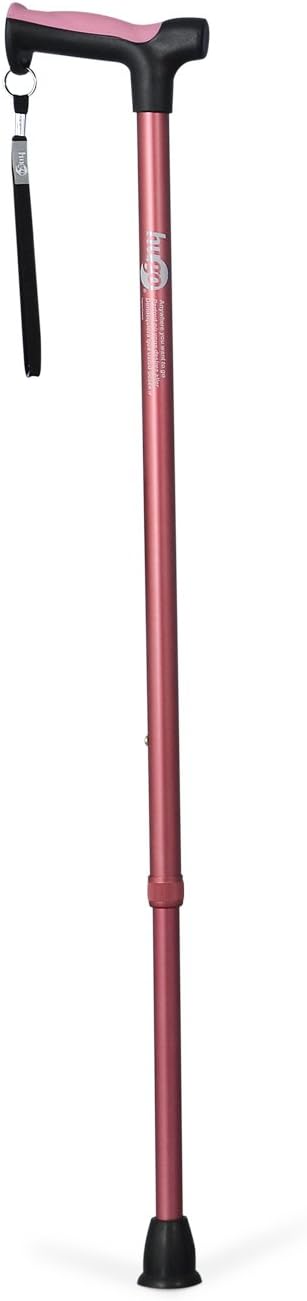 HugoMobility Adjustable Derby Handle Cane with Reflective Strap, Rose