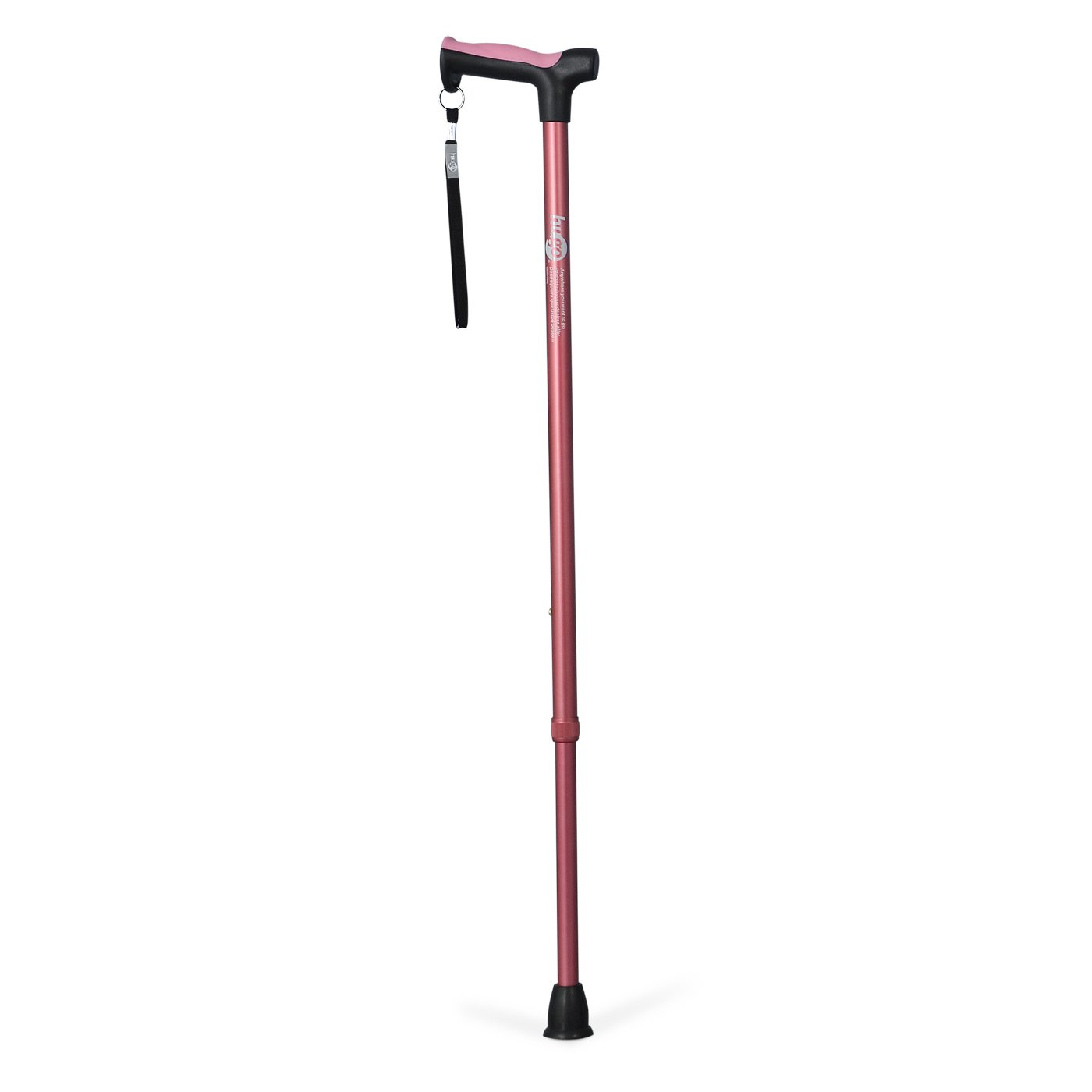 HugoMobility Adjustable Derby Handle Cane with Reflective Strap, Rose