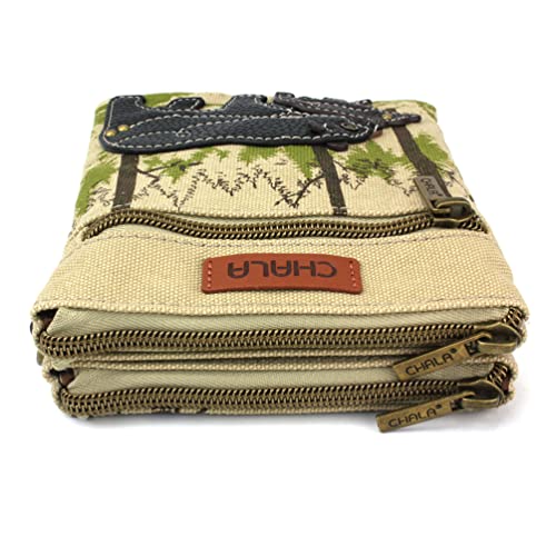 Image of CHALA Double Pocket Xbody Women RFID Protected Canvas Crossody Purse with Adjustable Strap | Double Pocket