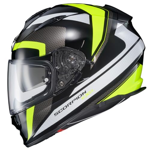 ScorpionEXO Ryzer Full Face Motorcycle Helmet with Pinlock Ready Shield with Integrated Speaker Pockets DOT ECE Approved Evolution (Hi-Viz - Large)