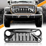 iMega Matte Black Front Grill Compatible with 2007-2018 Jeep Wrangler JK/JKU Rubicon Sahara Sport...