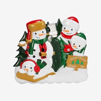 Resin Snowman Family of 4 Christmas Ornament, 4 inches