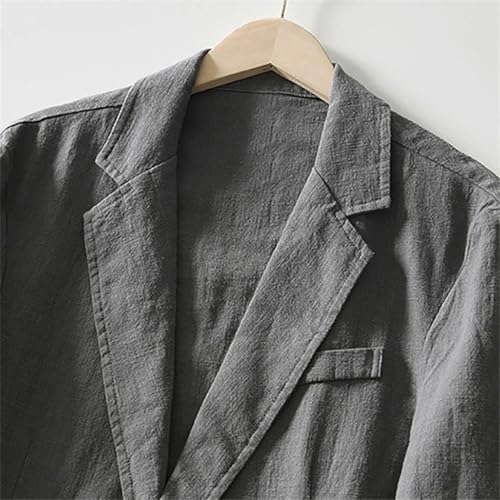 Men's Cotton Linen Blazer Solid Color Single Breasted Long Sleeve Lapel Suit Jackets3