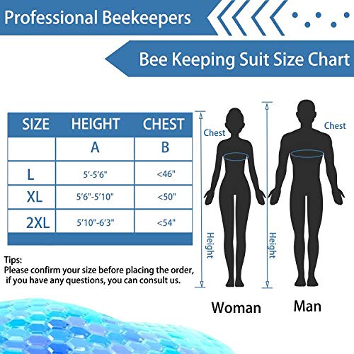 Professional Beekeeping Suit Outfit Apiarist Beekeeping Jacket with Gloves&Ventilated Hood Beekeeper Hat with Netting Protection for Backyard Professional and Beginner Beekeepers-XL - Thumbnail 4
