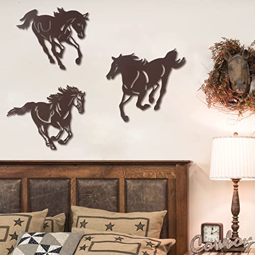 Metal Horse Wall Art Decor 3 Pcs Rustic Concise Western Horse Decoration Galloping Wild Horse Wall Decor Running Horse Hanging For Living Room Bedroom Bathroom Indoor Outdoor Housewarming Modern Gift #TOP3