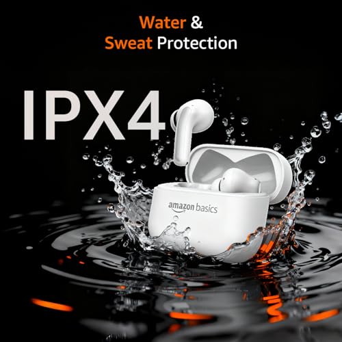Image of Amazon Basics Pro Series Wireless in Ear Earbuds, Bluetooth 6.0 TWS Earphones with Mic, 4 Mics ENC, 55H Playtime, Fast Charging, Smart Touch Control, 12mm Driver, IPX4 Water Resistant (White)