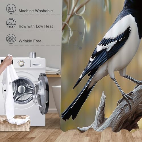 Rideau salle de bain 180x200 cm imperméable en polyester pie bavarde