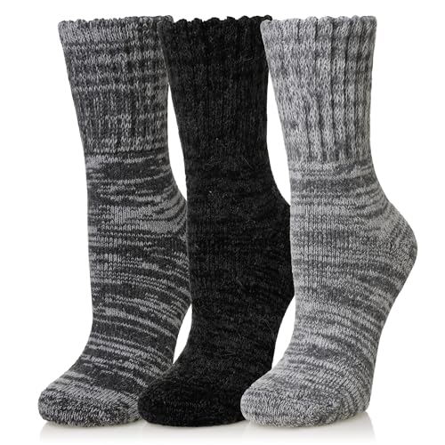Merino Wool Boot Socks Thermal Winter Ski Thick Warm Hiking Socks for Women Men 3 Pairs