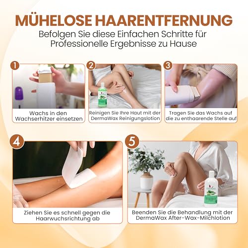 Dermawax Roll-on Wachswärmer Warmwachs Waxing Set 25 Watt mit 1x Argan Wachspatrone 100ml für Haarentfernung Beine, Arme, Achseln, Rücken (Wachswärmer Set- 100 ml, Argan)